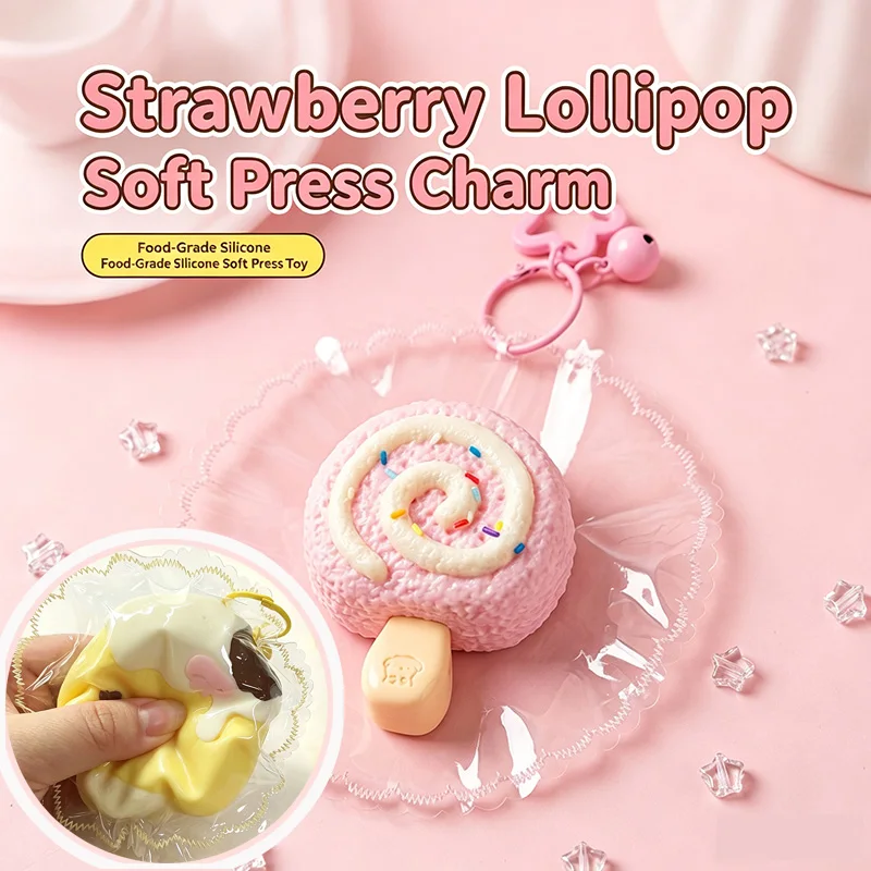 Simulated Strawberry Candy Ice Cream Squeezing Toys Handmade Creative Slow-bouncing Soft Pressing Fidget Stress Relief Toy Gifts