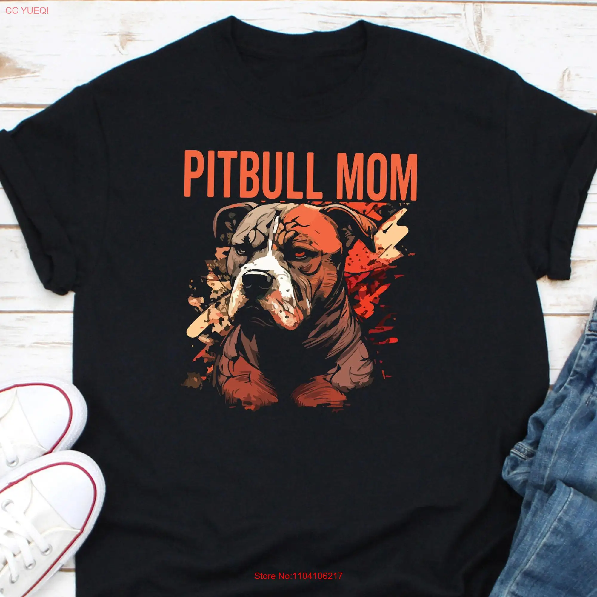 Pitbull Mom T Shirt Dog For Lover Pittie Club long or short sleeves