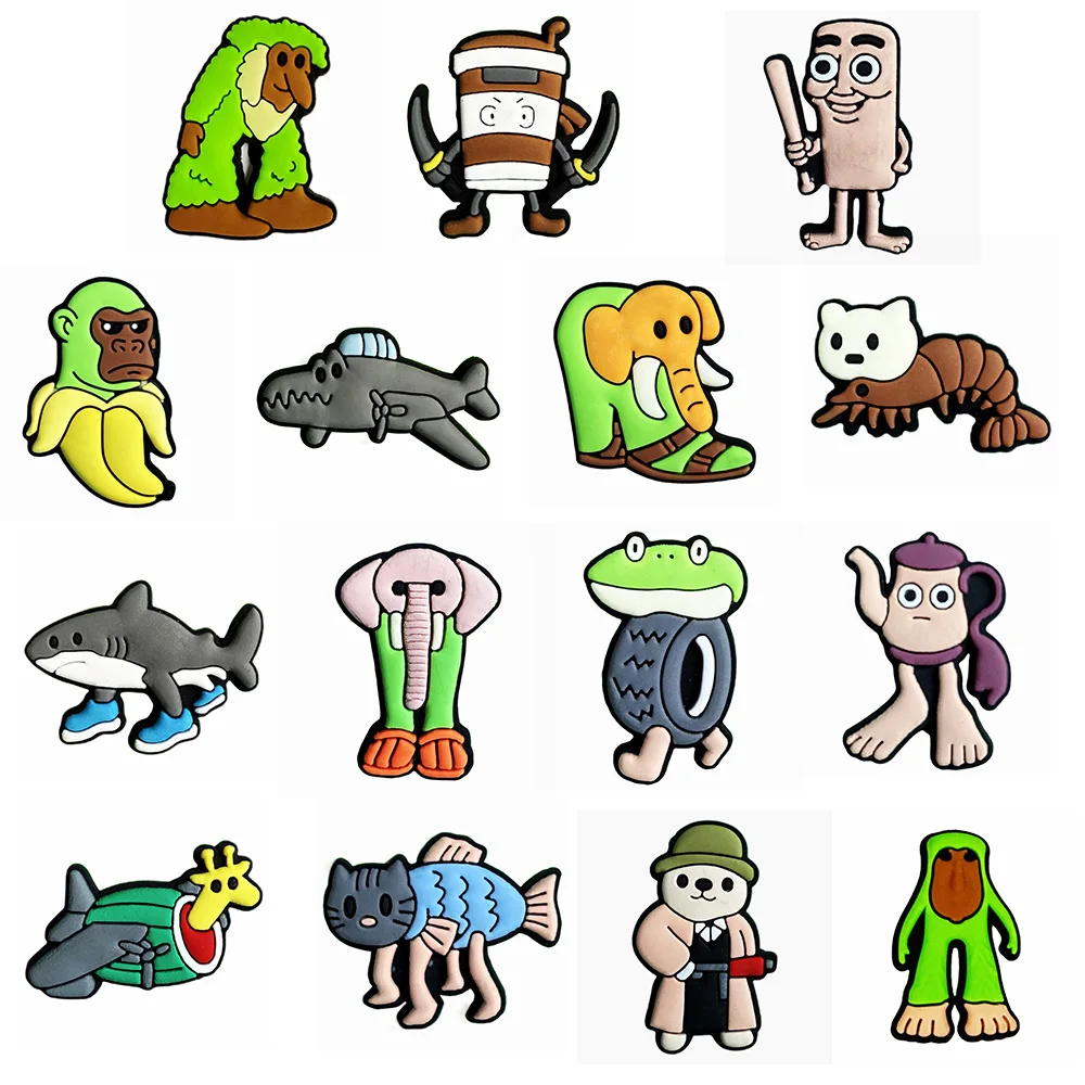 

13/15pcs Strange Monster Shoe Charms Animal Series ​for Shoe Accessories for Classic Clog Shoe Decoration Kids Gifts