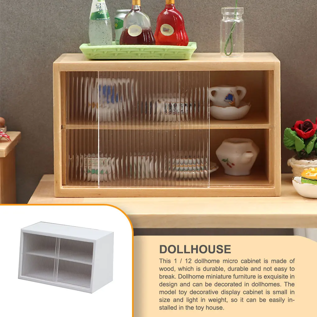 1/12 خزانة كعك بيت الدمى محاكاة أثاث خشبي نموذج خزانة صغيرة لتقوم بها بنفسك عرض الدمى لمركز مقهى المطبخ #5