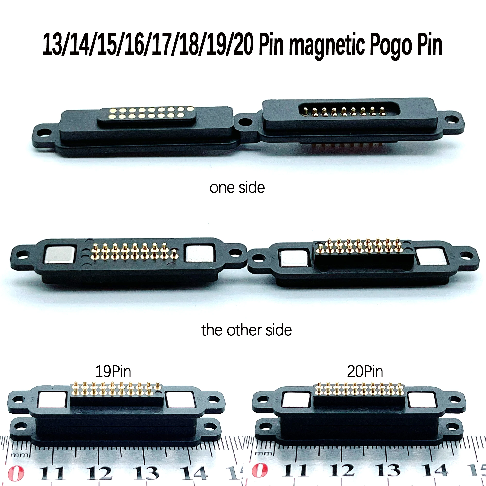 1 Paar 13-Pin 14 15 16 17 18 19 20-Pin Magnetischer Pogo-Pin-Steckverbinder, Stecker und Buchse, Stromanschluss mit Befestigungsschraubenloch zum Laden – Detail 1