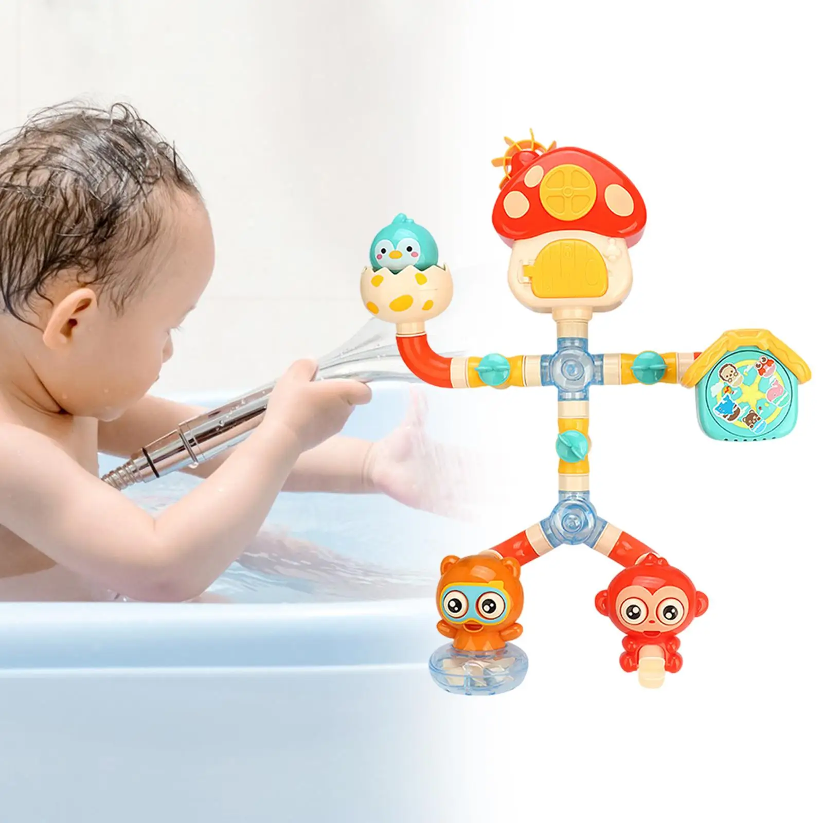 Tubos de tubulação multicoloridos, brinquedo de banho diy, organizador de banheira de bebê, conjunto para crianças, acessórios de jogo de água, idades 2 3 4 5