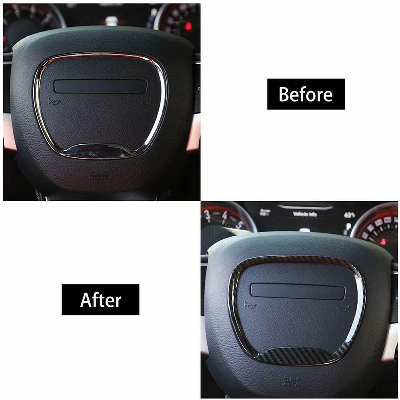 

N30R_MA Carbon Fiber Steering Wheel Trim Ring for 15-20 Dodge Jeep Black Colour1