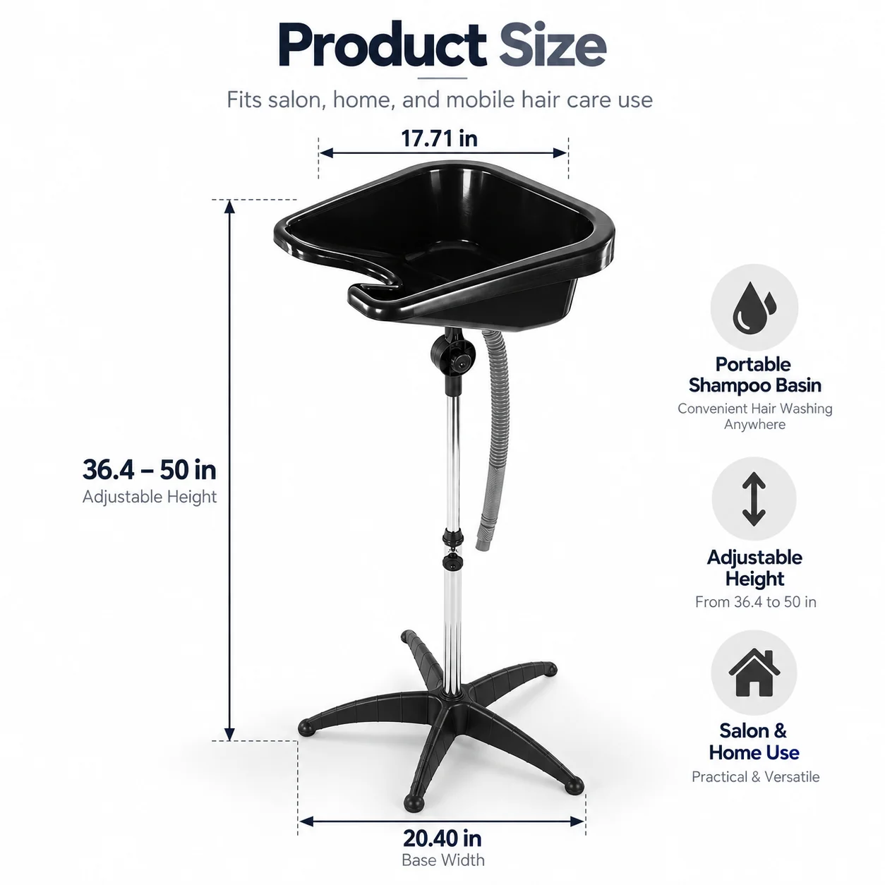 Barbershop Shampoo Bowl With Tube Chair Mobile Wash Hair Height Adjustable Hair Washing Sink Suitable Beauty Salon Tools - view 5