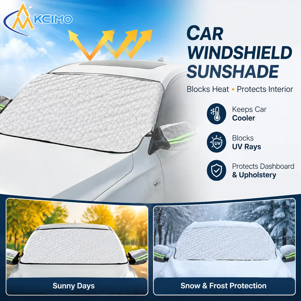 Four-Season Auto Windshield Shield Cover, Heat Insulation UV Blocking Protector, Winter Snow Ice Resistant Car Glass Guard