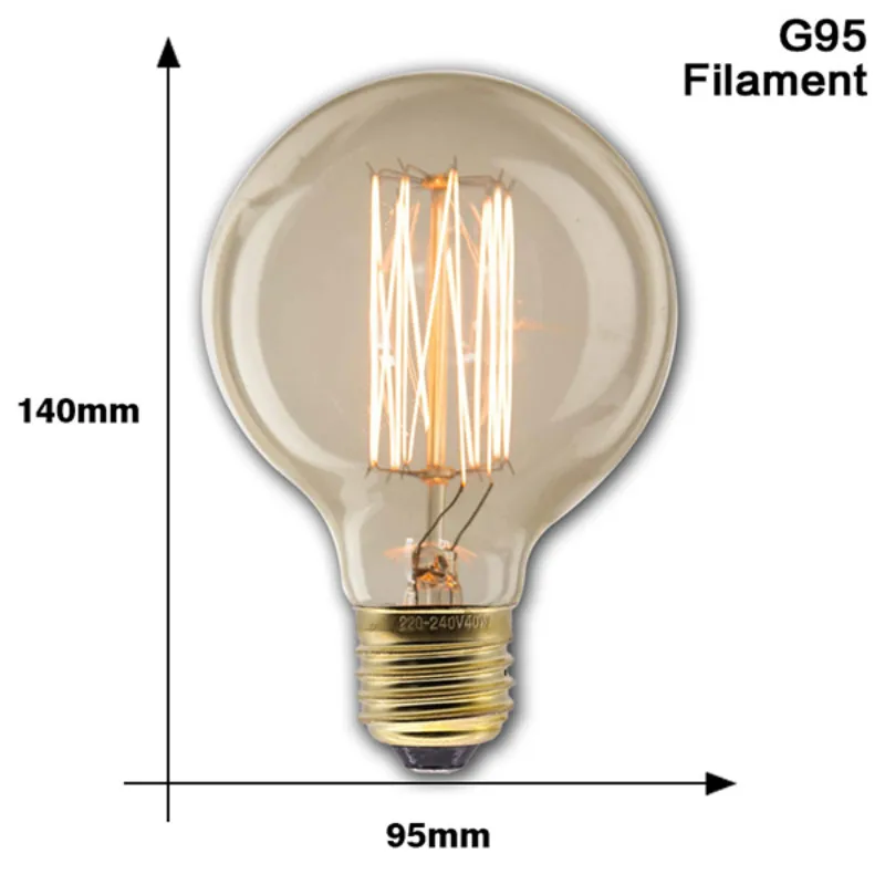 Retro Edison Gloeilamp E27 40W 220V A60 ST64 G80 G95 T45 Gloeilamp Ampul Vintage Edison Lamp gloeidraad Voor Home Decor - afbeelding 1