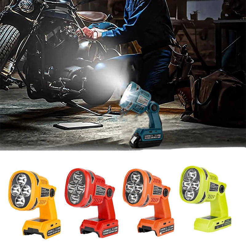 LED Work Light for Black Decker/Craftsman Makita/Dewalt/Milwaukee/Bosch/Ryobi 18V Li-ion Battery Emergency Flood Light