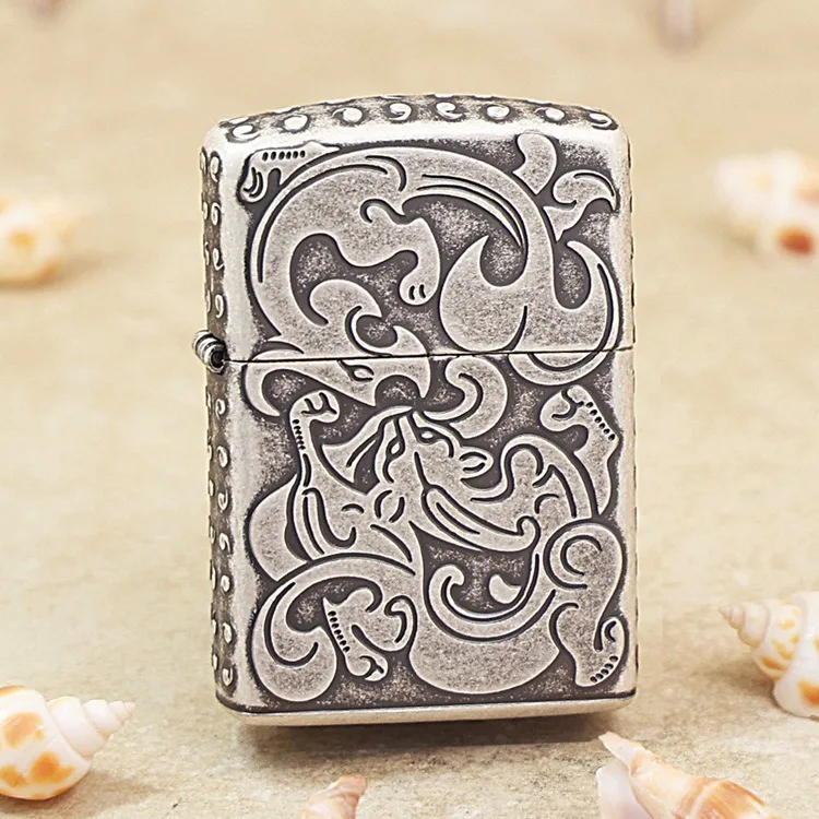 

Оригинальная зажигалка Zippo Chilong Sky, медная ветрозащитная сигаретная керосиновая зажигалка, подарок с кодом защиты от подделки