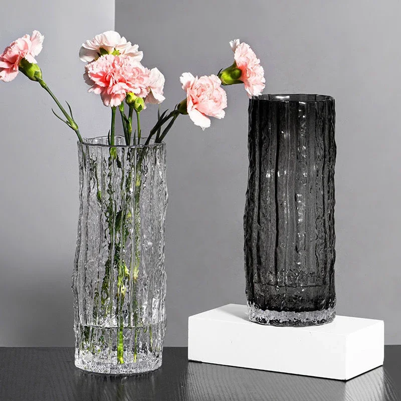 Extremely Cold Glacier Glass Vase Transparent Flower Arrangement Rose Flower For Room Dining Table Decoration Bottle