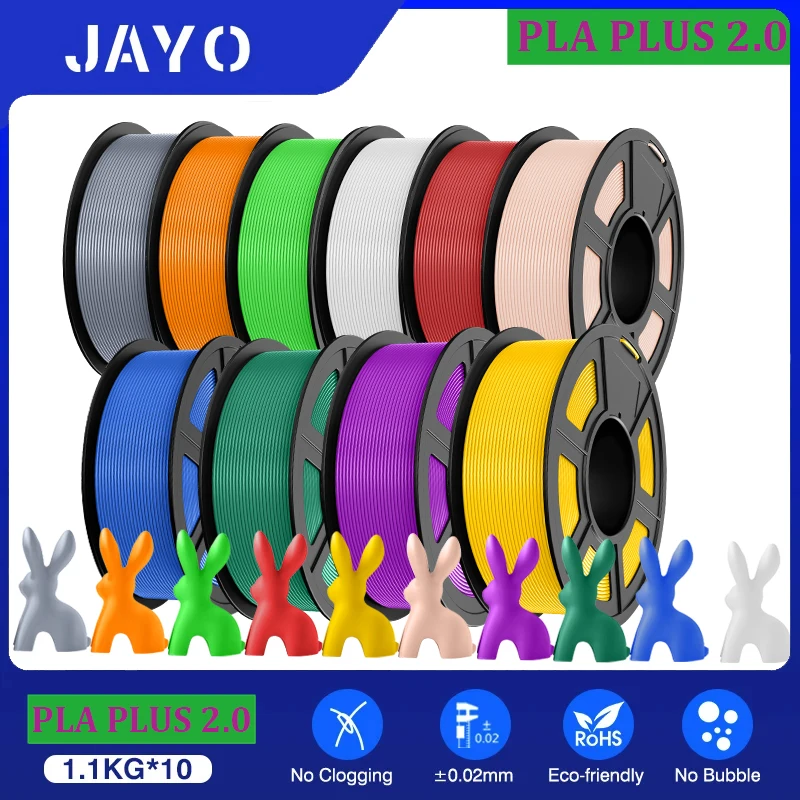 

JAYO pla plus 2,0 10 рулонов 3d нити, разноцветные смешанные 175 мм, нетоксичные пузыри для 3D-печати, свободно сочетающиеся