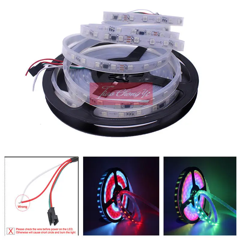 WS2811 24V 5050 LED strip light 60led/m Addressable Digital RGB flexible IP67 waterproof 5M