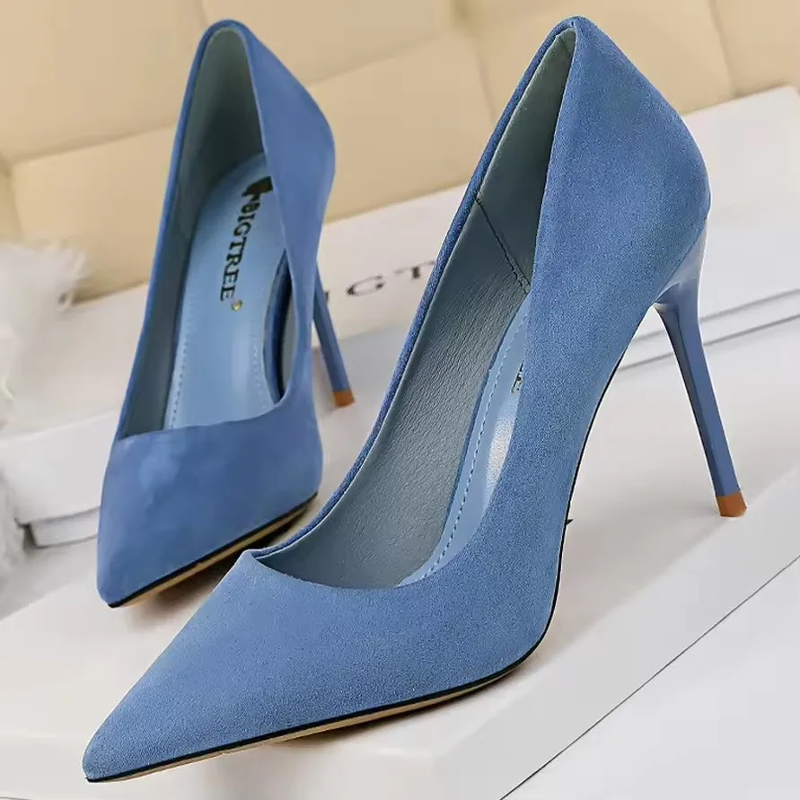 NONE BIGTREE Schuhe Wildleder Frau Pumpen Neue High Heels Für Frauen Büro Schuhe Mode Stiletto Heels Frauen Grundlegende Pumpe Plus Größe 42 43 3