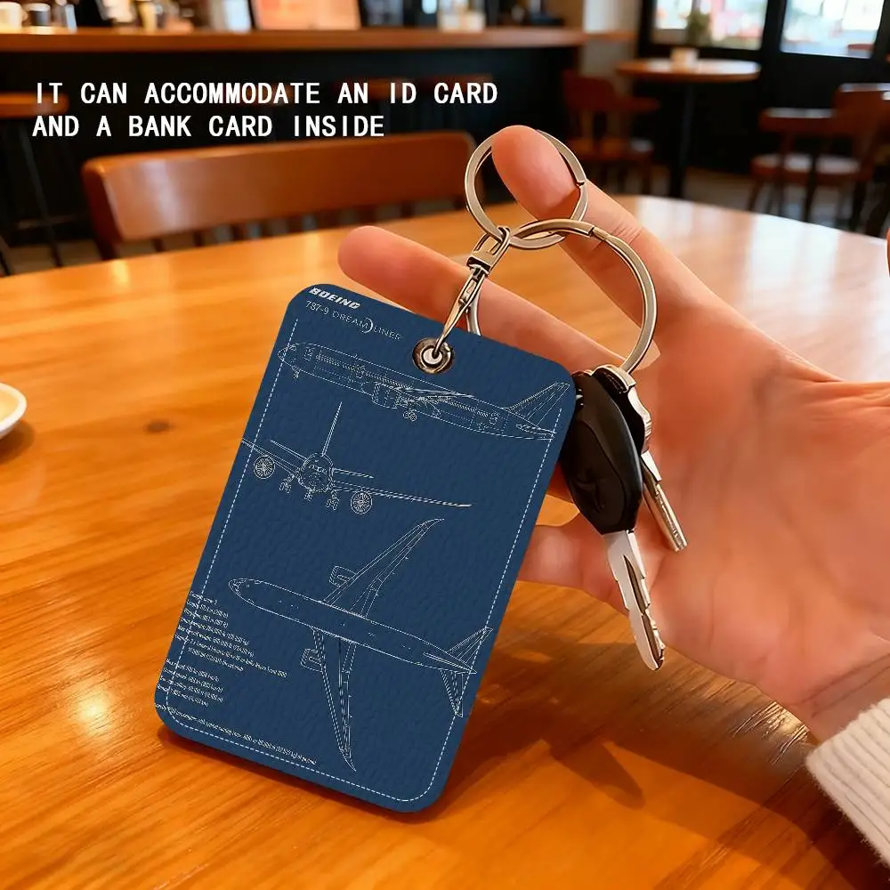 Air Force Plane Airbus A340 B747 Airplane Keychain Card Holder Badge Credit Card Holder, Student ID Card Holder, Bus Cards Cover