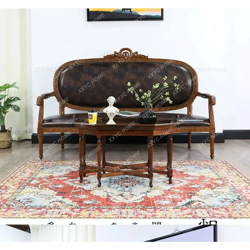 XXRetro nostalgic solid wood double armrest sofa B & B home