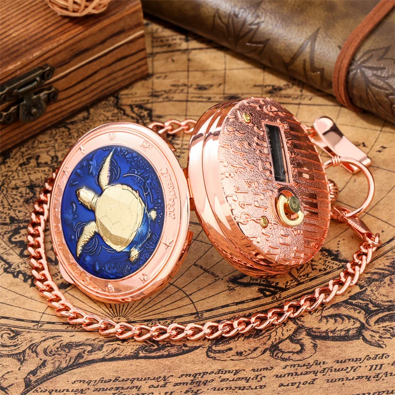 Retro-Taschenuhr mit Meeresschildkröten-Motiv, Quarzwerk, „Castle in the Sky“-Musikuhr mit Anhängerkette, Geschenk – Detail 9