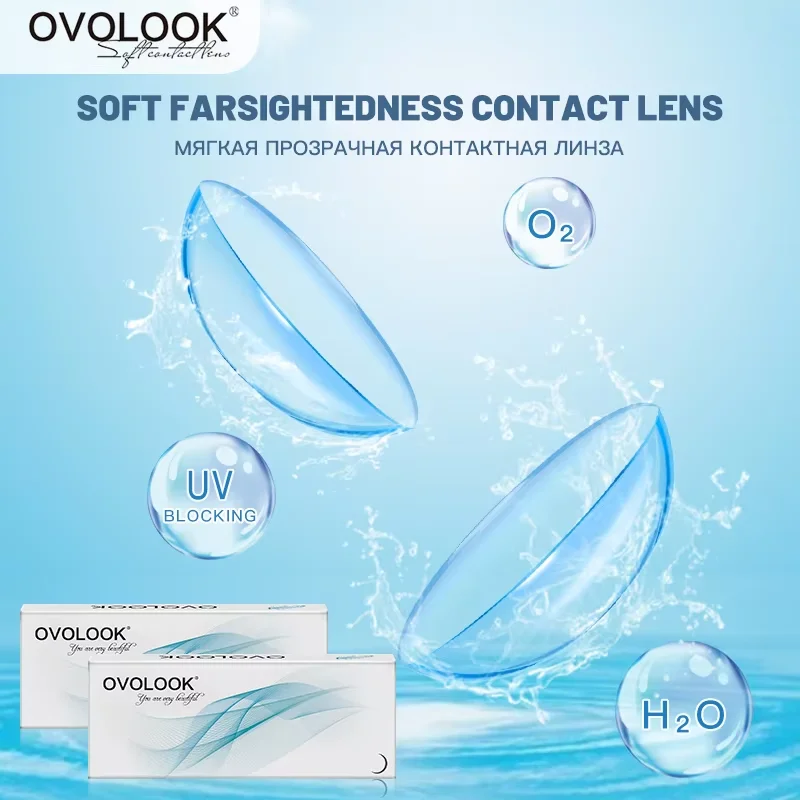 OVOLOOK-2pcs/pair Prescription Lenses Contact Lenses with Diopter for Eyes Correction With Degree with Free Lens Containers 14MM