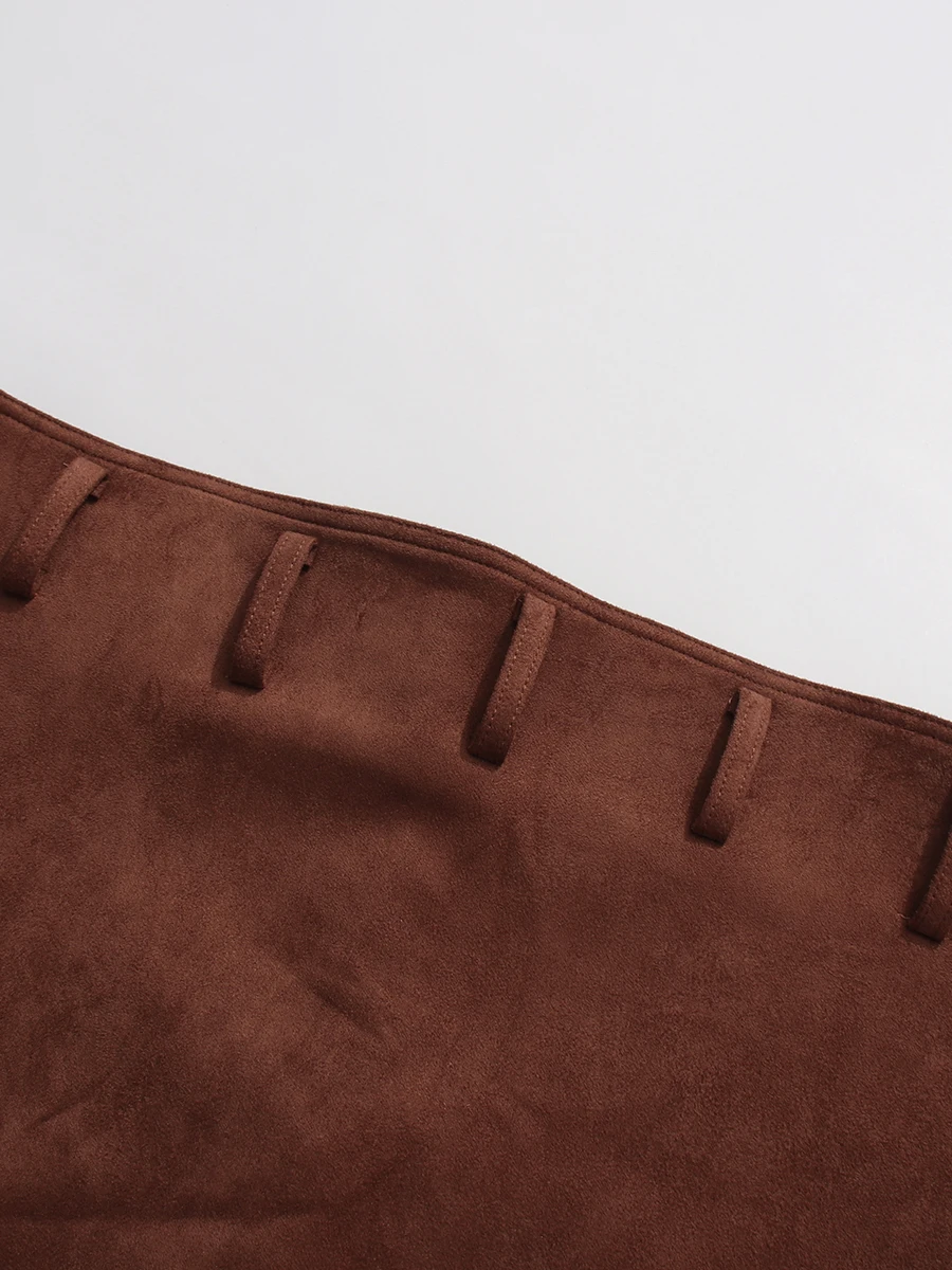 CHICEVER marron épissé ceintures Chic jupe femme taille haute ample fille chaude Streetwear femmes jupes longues automne Style mode