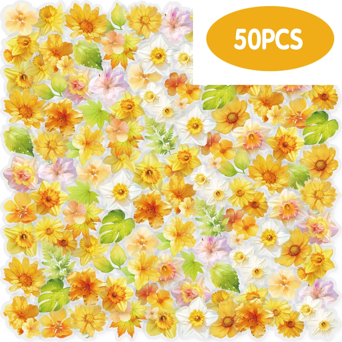 Etori Life Vibrant and Bright 50 Stück warme Herbstblumen-Aufkleber, romantische Atmosphäre, dekorative Aufkleber für Notizbücher, Laptop-Aufkleber, Gepäck, Gitarre, Raumdekoration, Geschenktüten für