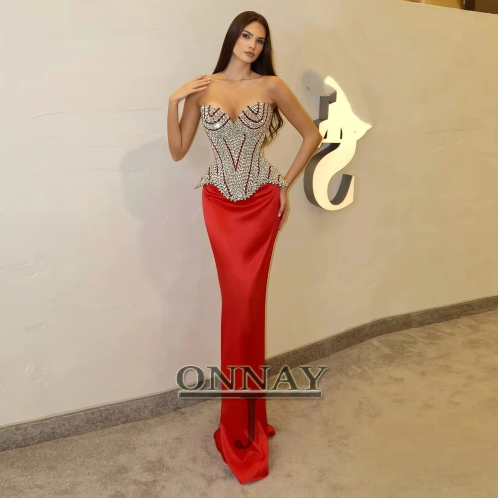 

Customized Sparkly Mermaid Graduation Dresses Rhinestones Strapless for Women Dubai Robes De Soiree Bespoke Special Occasion
