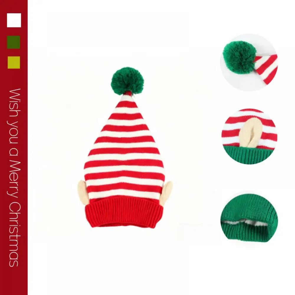 Bonnet de Lutin Rayé avec Oreilles et Pompon – photo 5