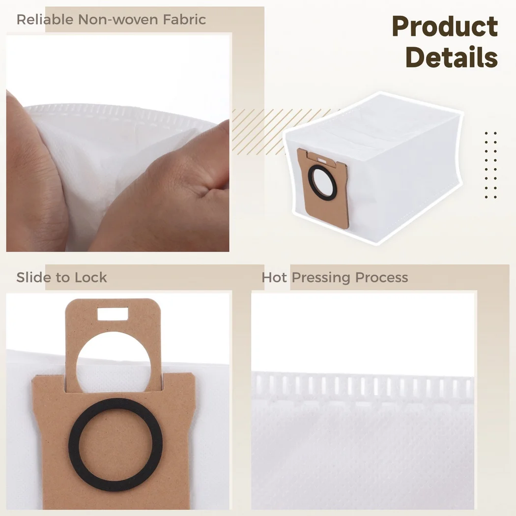 10Pcs/Set Vacuum Cleaner Bags Vacuum Bag Compatible With Xiaomi Dreame Robot 2.5L Vacuum Cleaner Base Station Vacuum Dust Bag