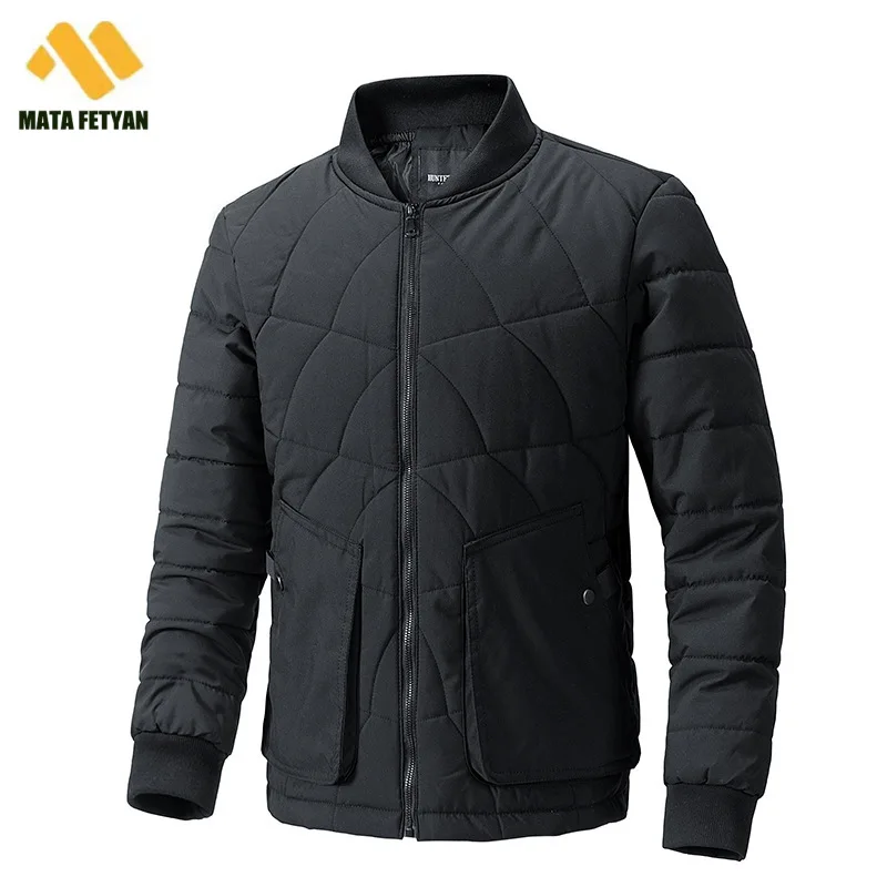 Men's Winter Jacket Casual Korean style Stand Collar Zipper Padded Coat Fashion Good Quality Black Sport Clothing For Men