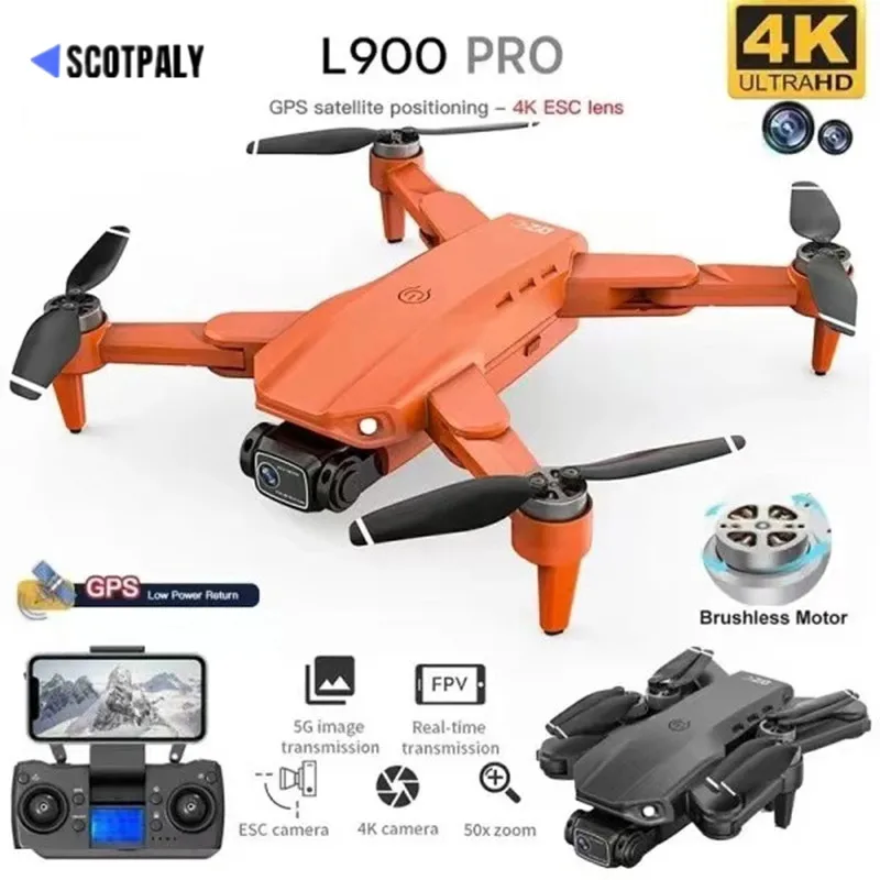 L900 Pro GPS Drone profissional, Câmera dupla 4K HD, Fotografia 5G WiFi, Quadcopter dobrável sem escova, RC Distância 1.2km, Dron Toy