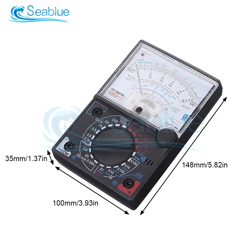 Imagem -03 - tipo de Agulha Universal Medidor Ponteiro Display Multímetros Elétricos Tensão Atual Resistência Tester Caneta ac dc Yx360tre-l-b
