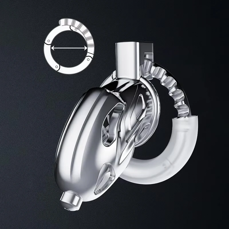 Adjustable Snap Ring Upgrade One-Piece Metal Chastity Cage Men's CB Cock Cage SM Aluminum Alloy Penis Urethra Lock Device Toy