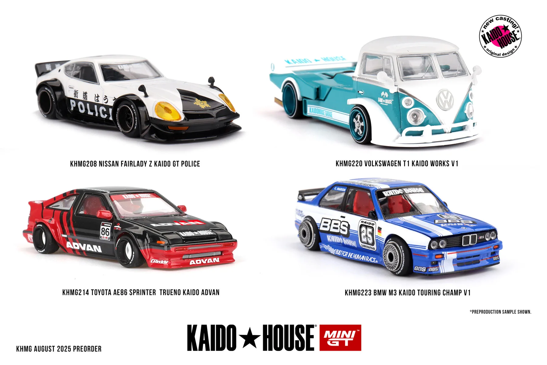 Kaido House + MINIGT Volkswagen T1 KAIDO WORKS V1 KHMG220-CH voiture en alliage véhicule à moteur moulé sous pression modèle en métal enfants jouets garçons