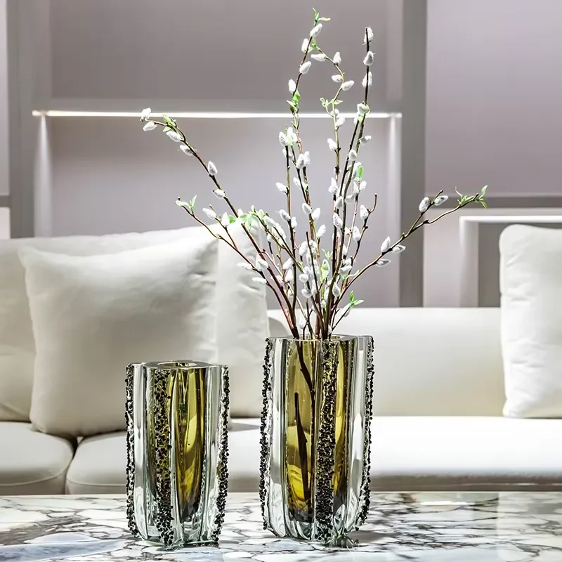 High-end luxury glass vase house decoration interior living room decoration