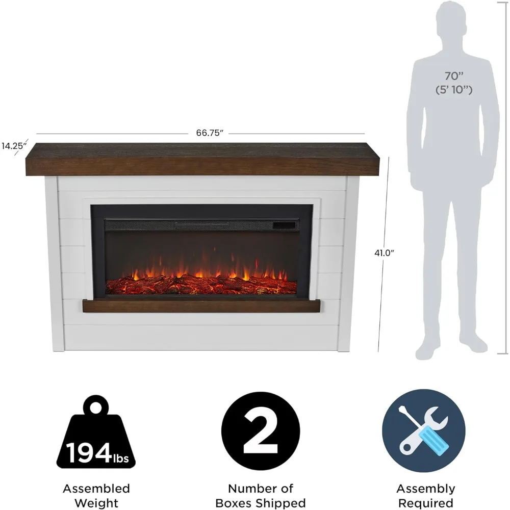 Bernice 67 "Landschaft elektrischer Kamin mit Kaminsims für Wohnzimmer oder Schlafzimmer, austauschbare Kamine insatz heizung