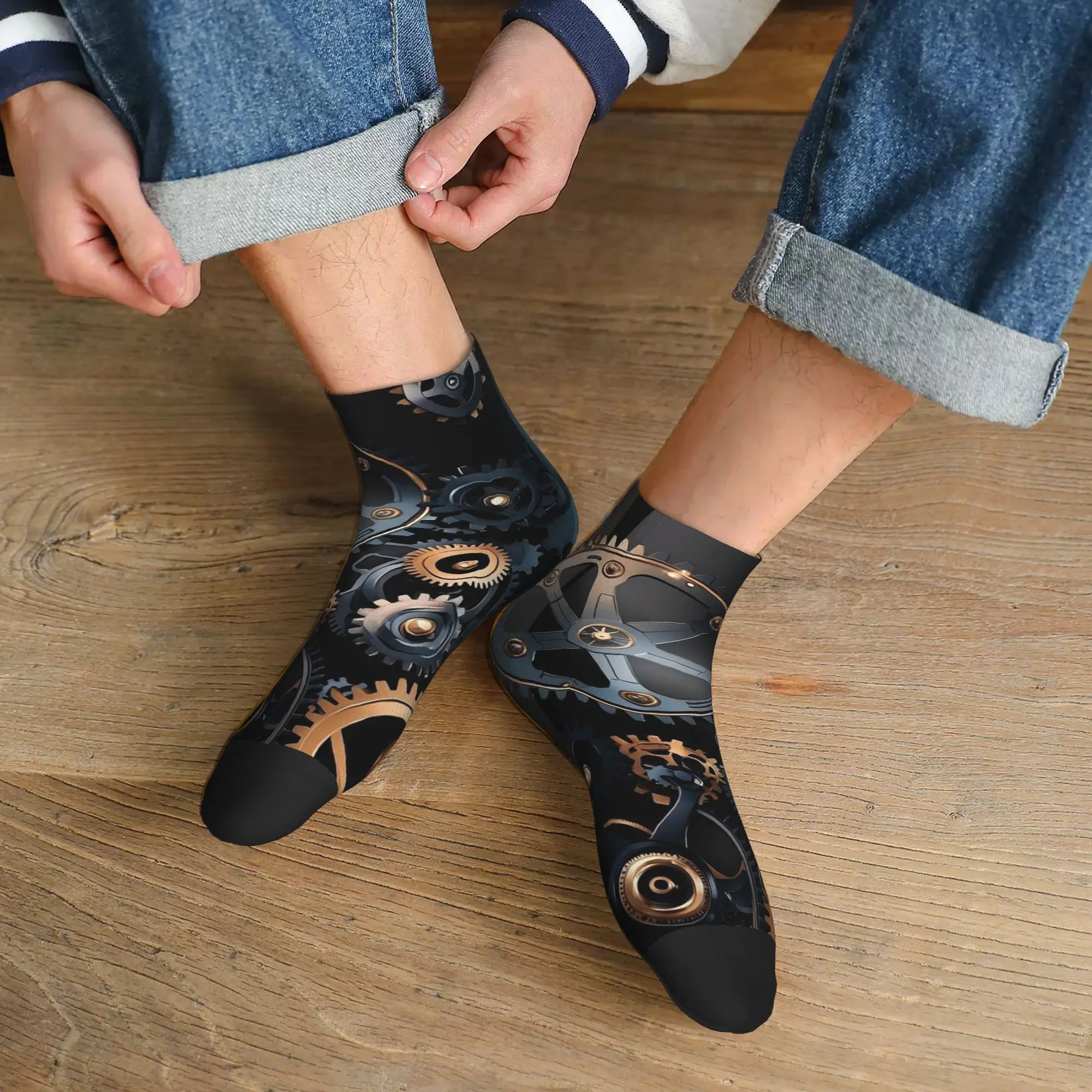 

Носки в стиле стимпанк с механическими шестеренками, супермягкие носки в стиле Харадзюку, всесезонные носки, аксессуары для мужчин и женщин, подарки