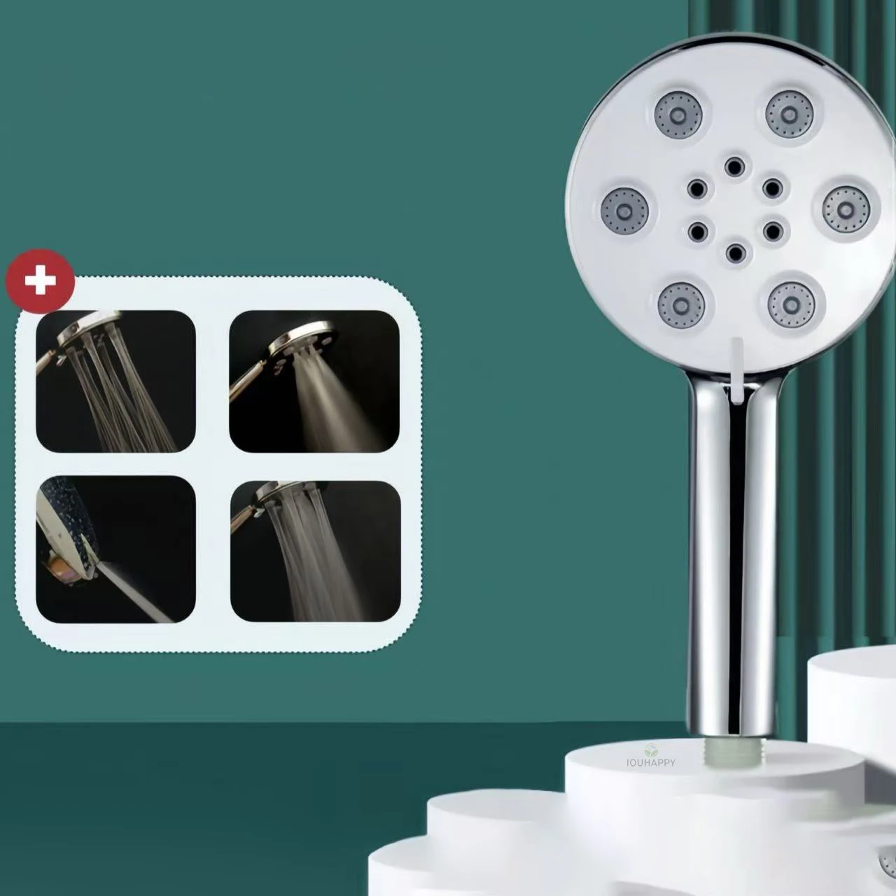 

3 Jet Modes Adjustable Shower Head with Large Outlet Nozzles High-Pressure Shower Head Rainfall Spray Bathroom Accessories