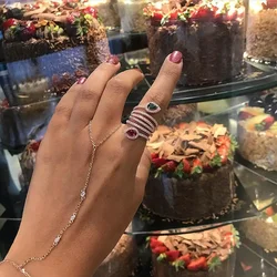 Luxury Big silver plated rose gold color Rings with CZ Zircon Stone for Women Fashion Wedding Engagement Rings 2019 new