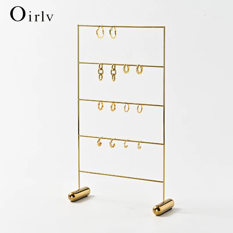 Metal Gold Earring Display Rack Necklace Ring Storage Rack Jewelry Rack 5 Layers T-shaped Jewelry Organizer Show Stand Holder