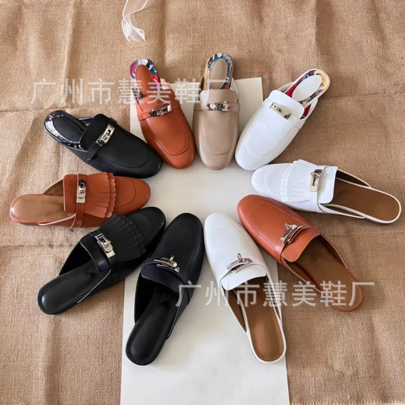 

Tailor-made Suits: New Arrival Buckle Head Half Drag Female Flat Mules Shoe for Women - Versatile Low-Heeled Outdoor Lazy Shoes