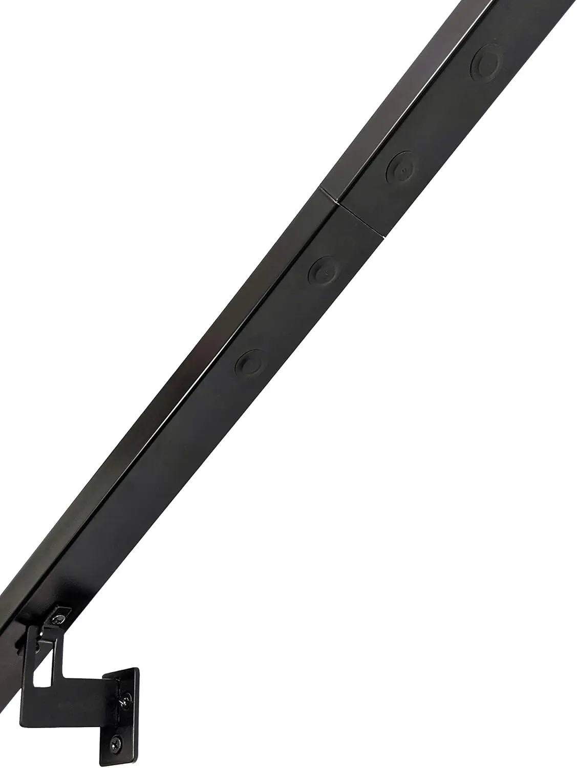 Adjustable Steel Brackets Included, Returns to Wall, Matt Black Powder Coat (12 Foot Handrail Set)