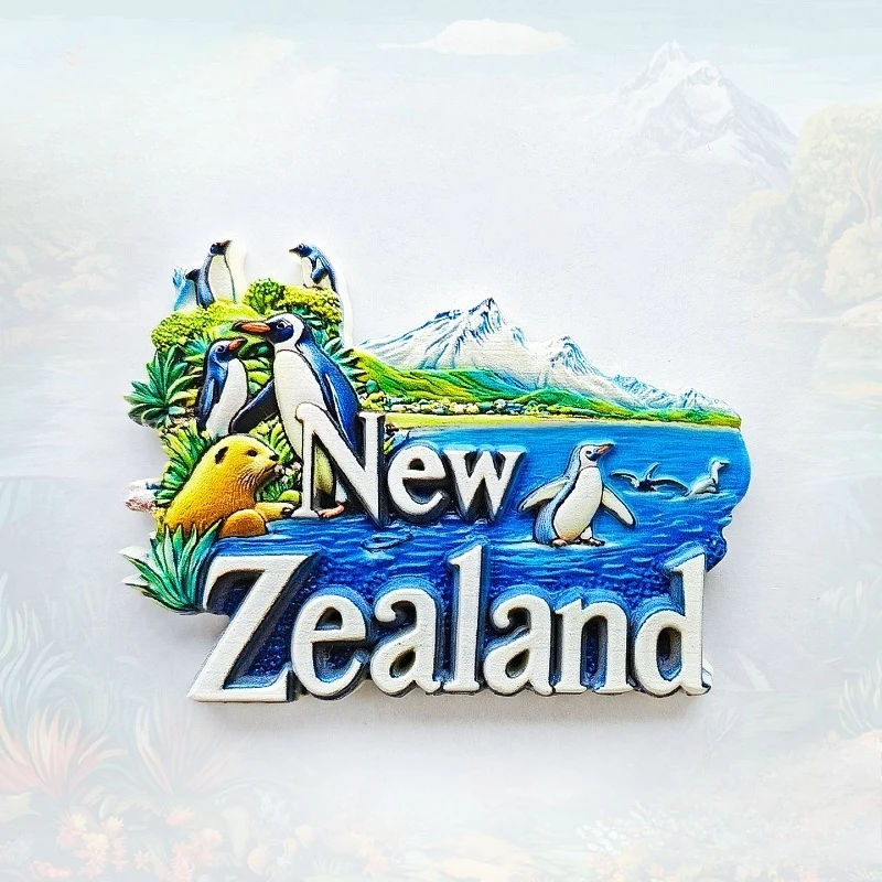 New Zealand Penguin Fridge Magnet - Breathtaking 3D Alpine Lake Souvenir Unique Wildlife Gift for Travel & Nature Home Decor