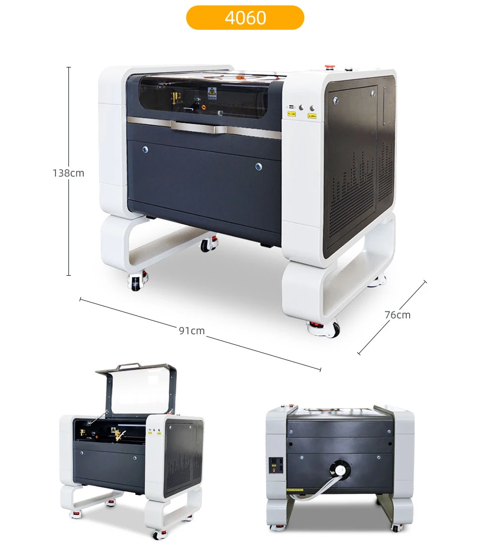 4060 80W CO2 Laser Cutting Machine CO2 Laser Engraving Machine 15-3/4'' x 23-5/8'' CO2 Laser Ruida for Leather