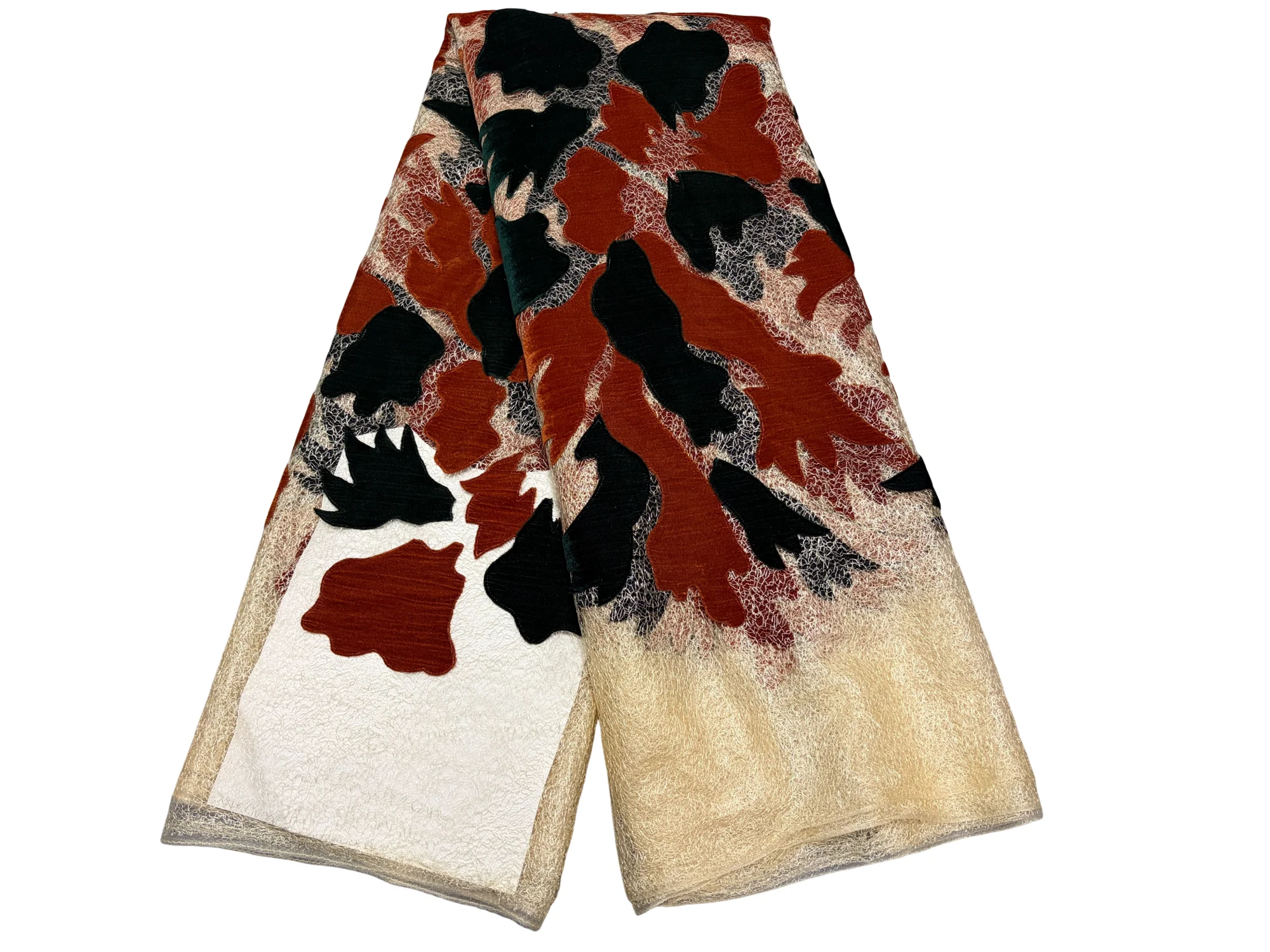 

Original Hollow Out Handcut Flocking Velvet Lace Guipure Embroidered Base Fabric Excellent African French Tulle Lace For Aso Ebi