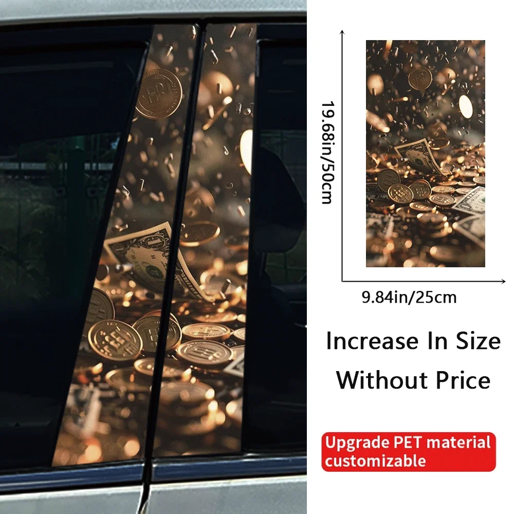 2Pcs/set Creative Car Stickers DIY B-pillar Cover Scratches Waterproof Durable Cartoon Automobile Decoration Auto PET Decals
