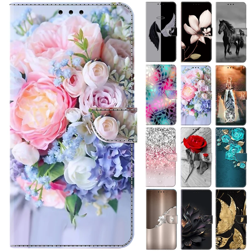 Funda para Sony Xperia 1 VII con diseño de flor rosa, funda tipo cartera de cuero para Sony Xperia 1 VII, Sony 1, 5, 10 VI, V, IV, III.