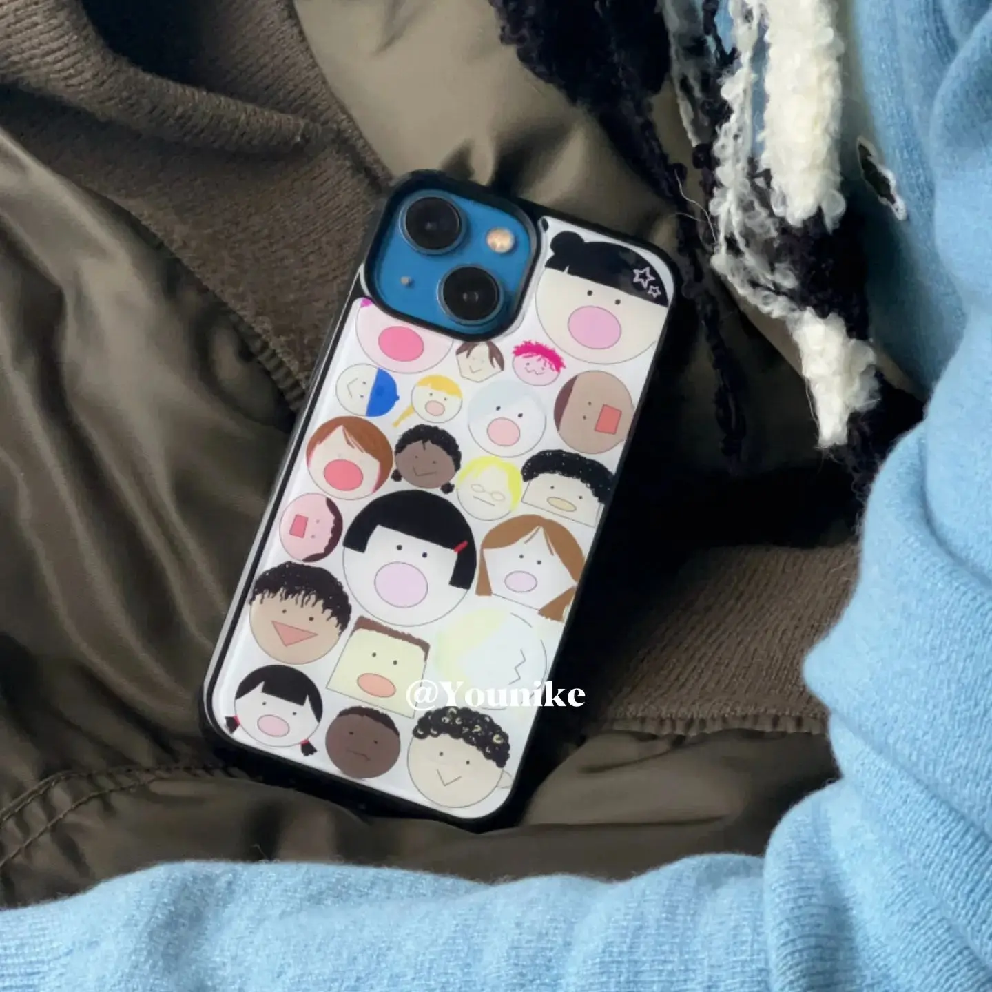 Cartoon Korean Ins Cute Big Head Doll Personalized Kawaii Phone Case For iPhone 17 Air 16 15 14 13 12 11 Pro Max Plus Y2K Cover