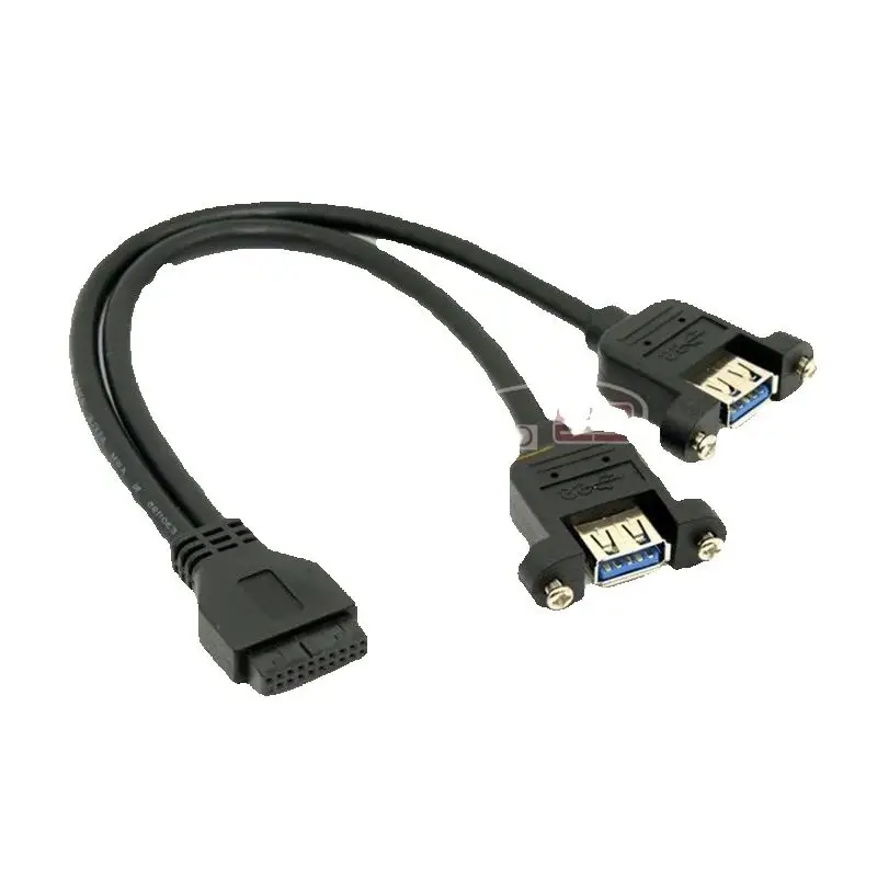 

USB 3.0 двухпортовый гнездовой винтовой тип крепления к материнской плате 20-контактный разъем 25 см 50 см кабель