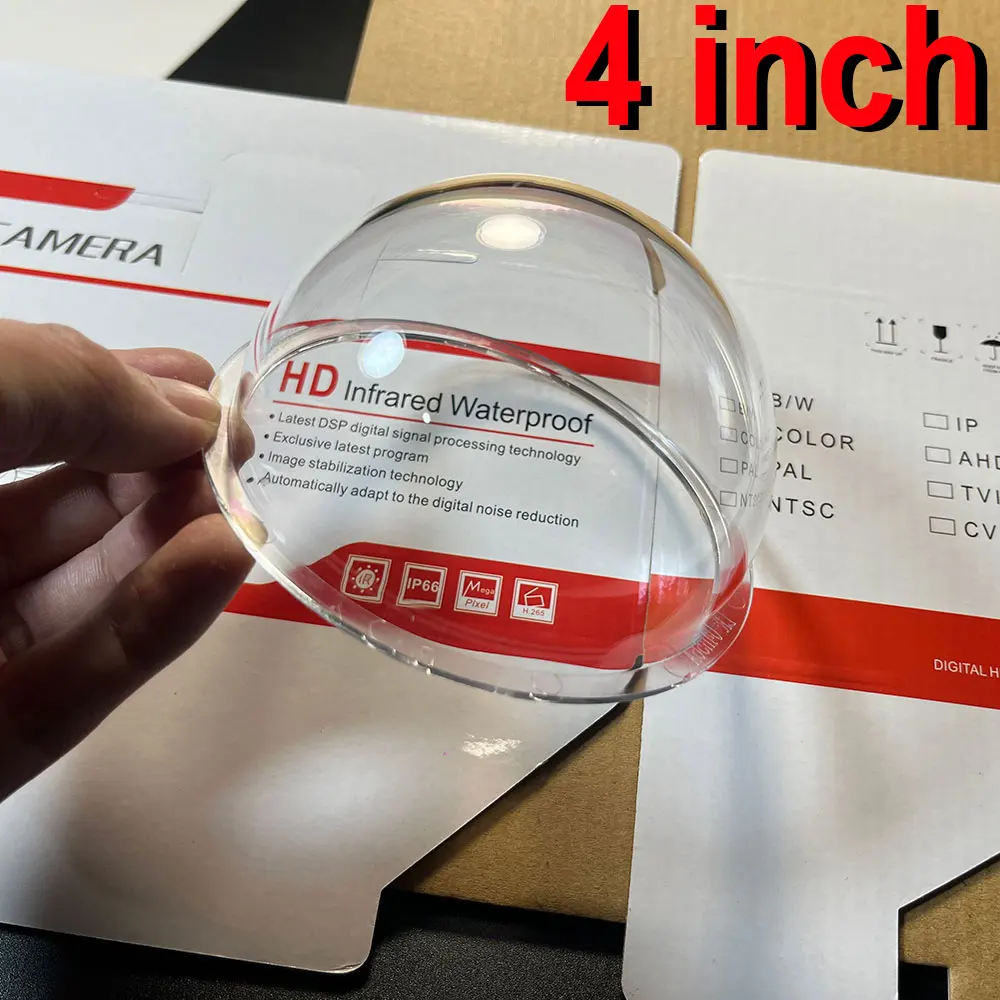 4 Inch Indoor Outdoor CCTV Replacement Acrylic Clear Cover Surveillance Cameras Security Dome Protector Housing
