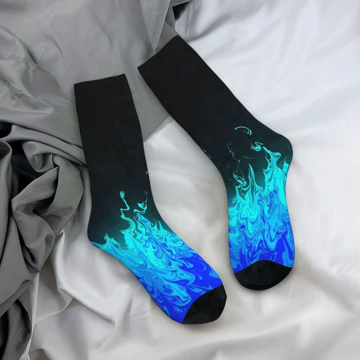 All Seasons Crew Stockings Dark Flame Gradient Graffiti Art Socks Funny Long Socks for Men Women Valentine's Day Gifts