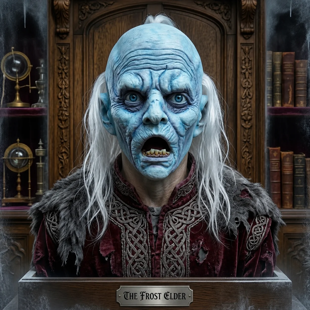 

Realistic Withered Old Man Latex Mask Scary Frozen Monster Full Head Cover Halloween Party Props Adult Size
