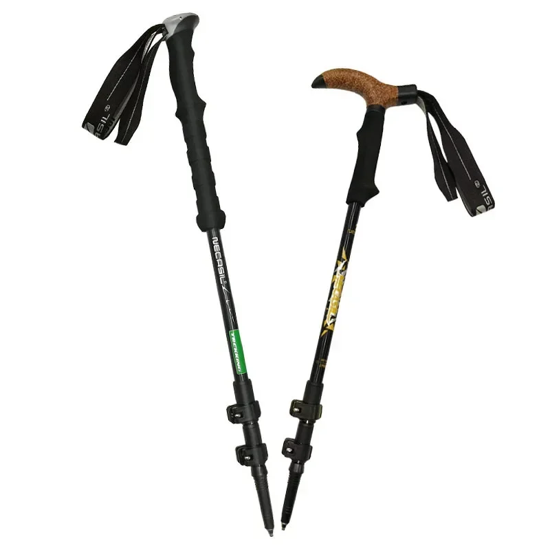 Outdoor Foldable Walking Stick Camping Portable Trekking Poles Adjustable Telescopic Alpenstock For Hiking Mountaineering