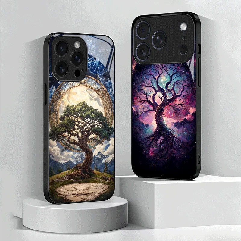 Tree of Life Space Tempered Glass Phone Case for Samsung Galaxy A17 A16 A15 A14 A13 A57 A56 A55 A54 A53 A37 A36 A35 A34 A33 A26